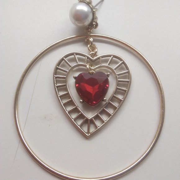 Betsey Johnson New Red and Gold Hearts Earrings - Picture 2 of 3